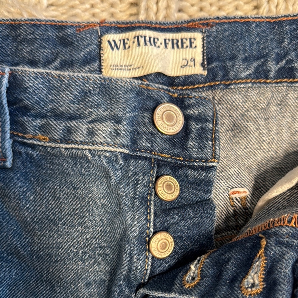 We The Free Blue Jean Shorts High-Waisted Distressed
